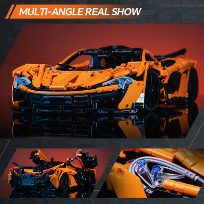 Trilumity Motorized Building Block Set: 1: 8 British Woking Hypercar Smiling W1 Building Sets, Rear wing linked air suspension, Butterfly Wing Door