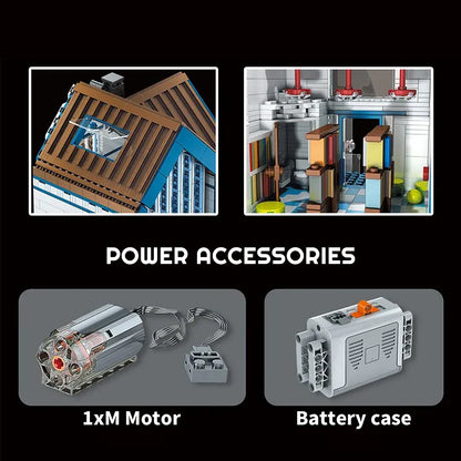 Mould King MOC Motorized Building Block Set: Modern Library, Model K16022
