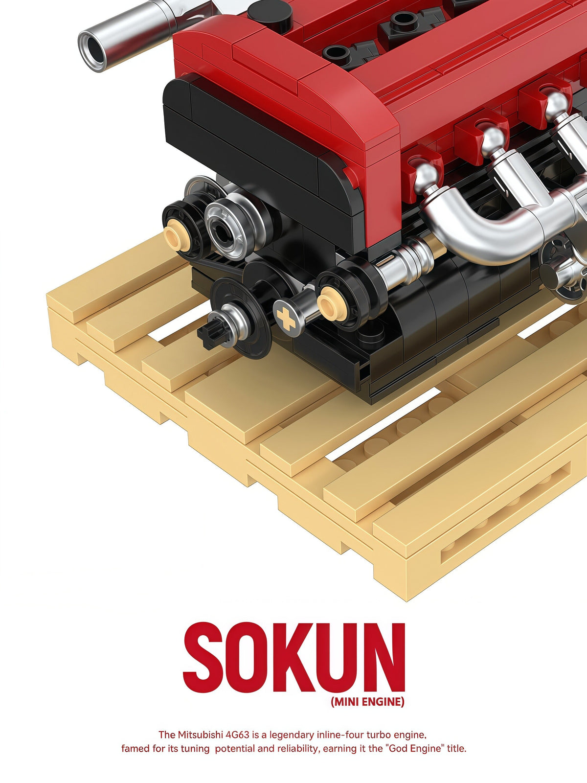 Trilumity Building Block Set: Mitsubishi Evo 4G63 Engine | Home Decor (216Piece)
