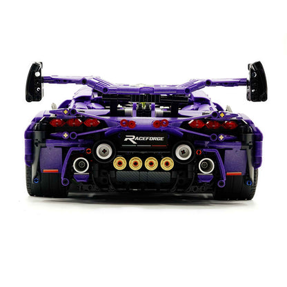 Trilumity Motorized Building Block Set: 1:8 Comet Purple Lamborghini Supercar with Remote Control – Electric Features, V10 Engine, and Custom Starry