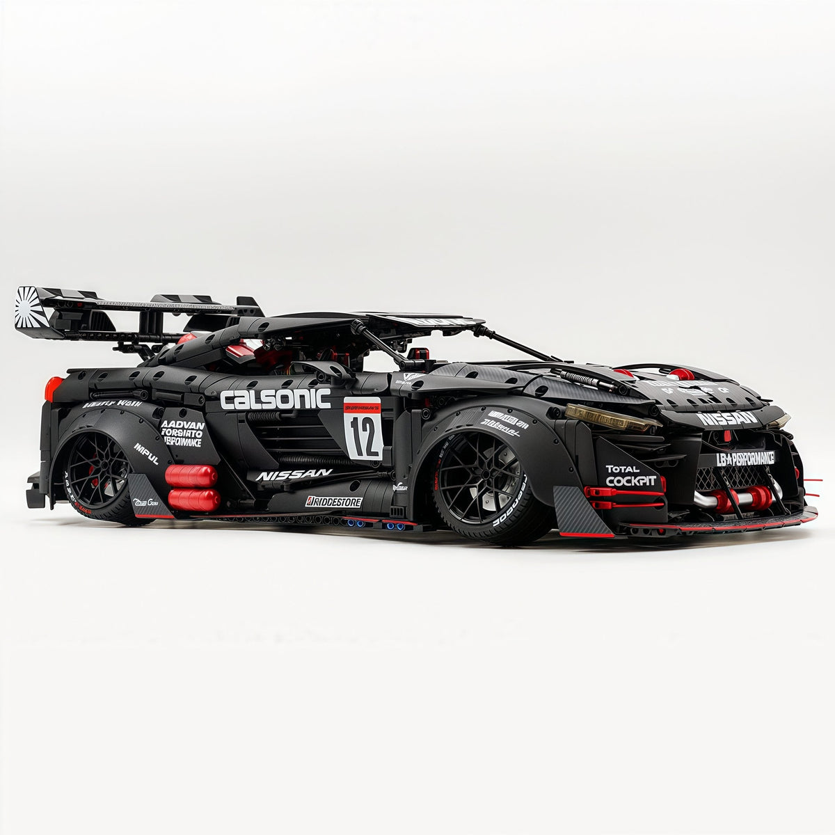Trilumity Motorized Building Block Set: 1:8 Nissan GTR R35 Widebody Black Warrior Custom Edition | Black Beast | 3939+-Piece