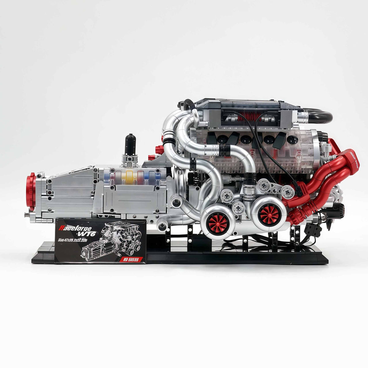 Trilumity Building Block Set: Large W16 Engine | French 16-Cylinder Engine Set (2520-Piece)