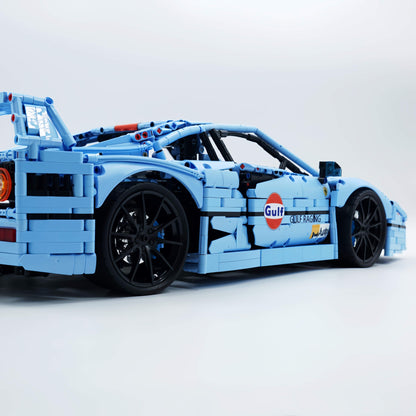 Trilumity Building Block Set: 1:8 The Ultimate 80s Turbo Icon Supercar, Gulf Blue Custom Edition (4026-Piece)