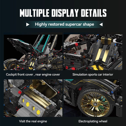 Trilumity Motorized Building Block Set: 1: 8 Lamborghini Lambo V12 Vision GT, Cyberpunk Style, Electric Opening and Closing Cockpit (2472-Piece)