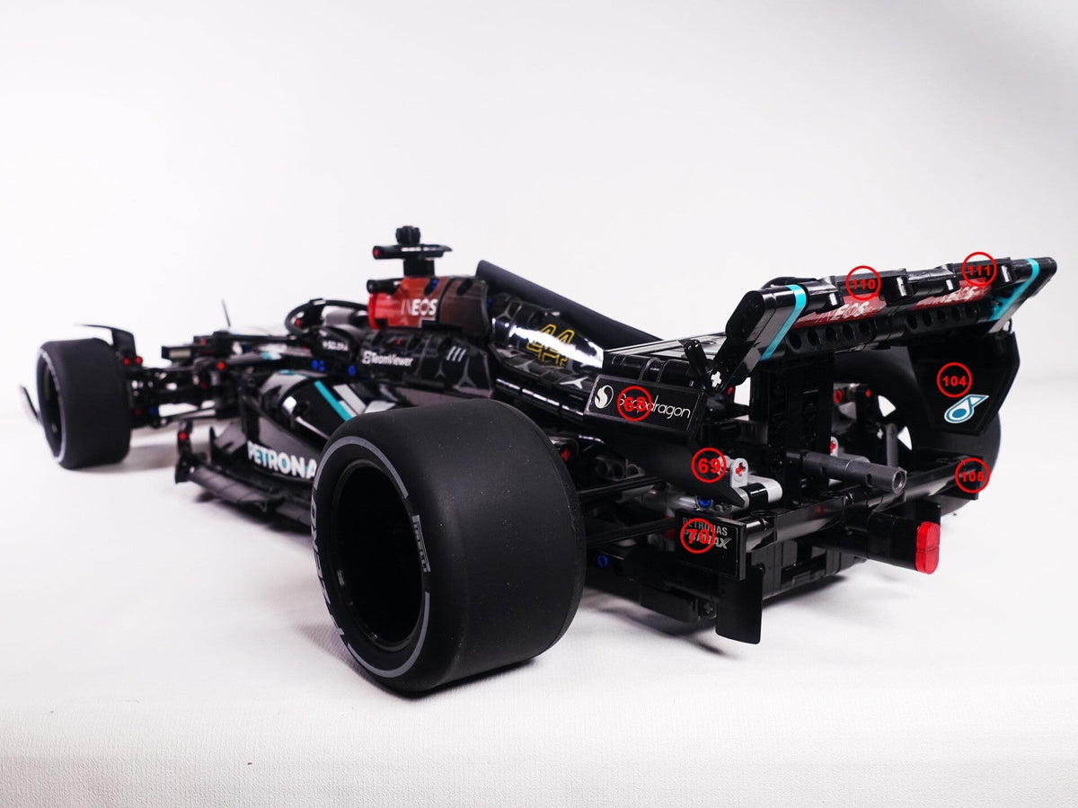 Trilumity Building Block Set: 1:8 Mercedes-Benz W15 F1 Racing Car | Lewis 2024 Livery (1642-Piece)