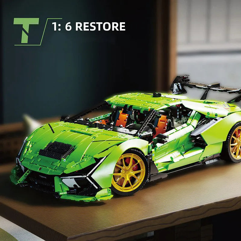 TiaGole MOC Motorized Building Block Set: Lambo Aventador SVJ Supercar, Model T5046
