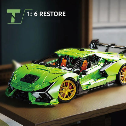 TiaGole MOC Motorized Building Block Set: Lambo Aventador SVJ Supercar, Model T5046