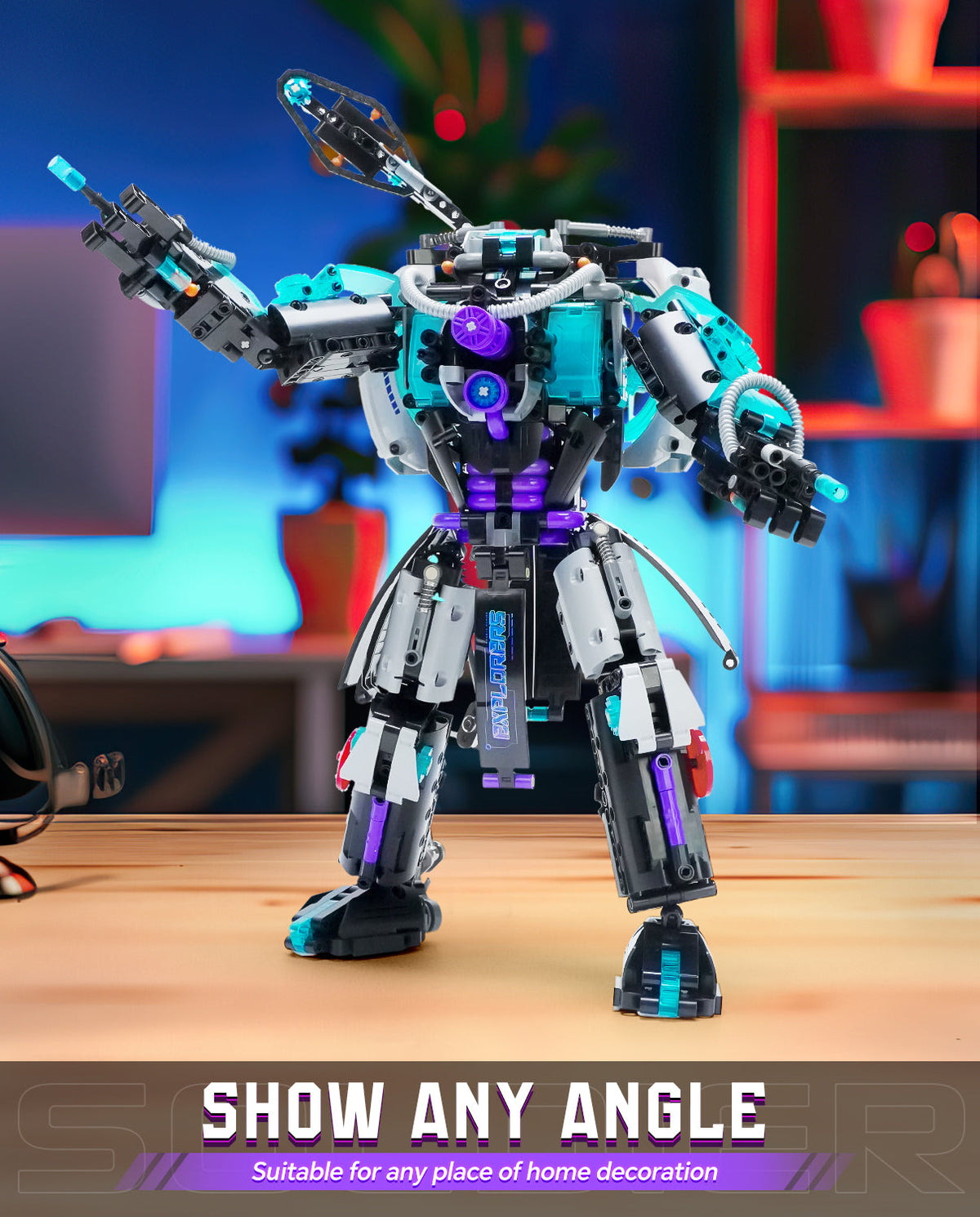 Trilumity 2 in 1 Transforming Electric Space Gun and Robot Building Toy, Futuristic Mechanical Interactions and Building Block Set, 3,037-Piece
