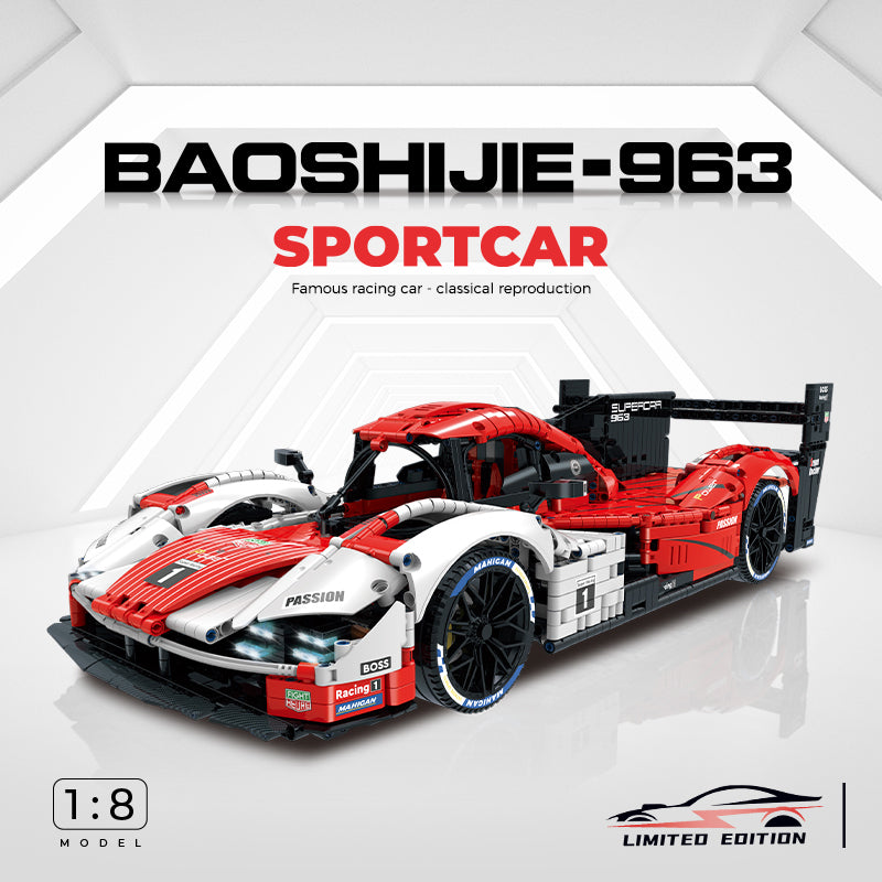 Trilumity Building Block Set: 1: 8 Porsche 963 Racing Car, Iconic Design and Authentic Details (3460-Piece)