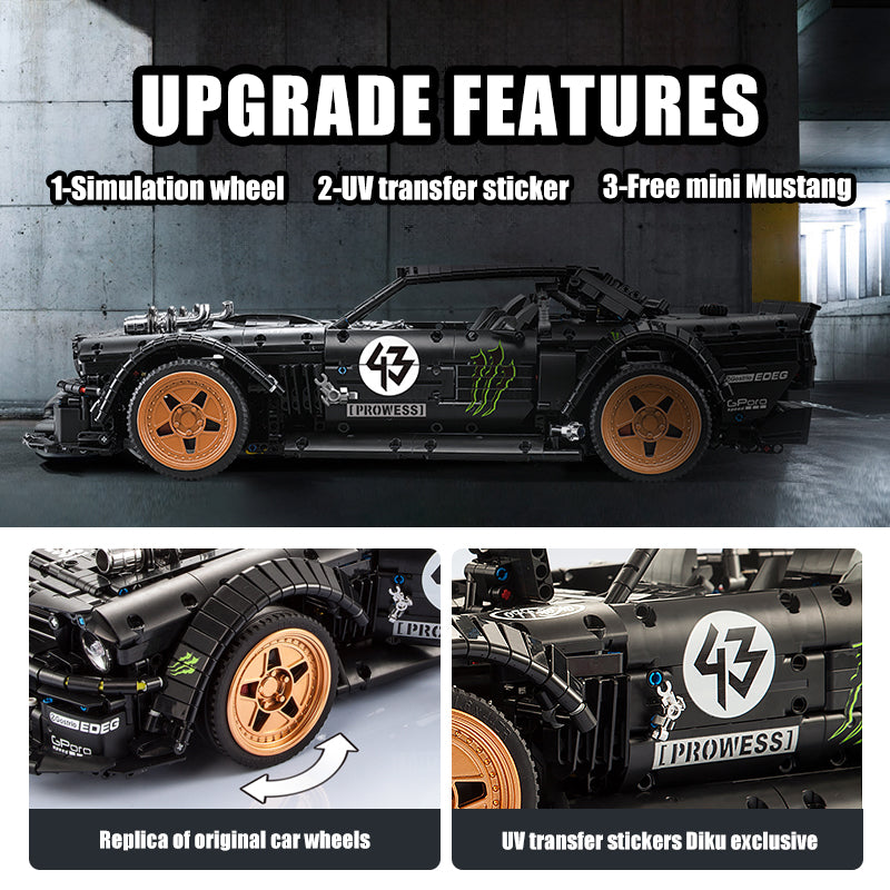 Trilumity Building Block Set: 1: 8 Hooniken Model Car Set, Giveaway Mini Mustang, A Must Have for Muscle Car Fans (3145Piece)