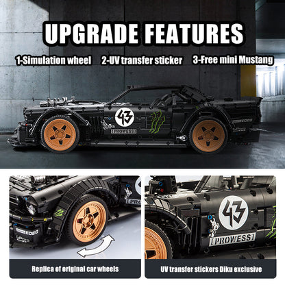 Trilumity Building Block Set: 1: 8 Hooniken Model Car Set, Giveaway Mini Mustang, A Must Have for Muscle Car Fans (3145Piece)