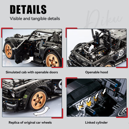 Trilumity Building Block Set: 1: 8 Hooniken Model Car Set, Giveaway Mini Mustang, A Must Have for Muscle Car Fans (3145Piece)