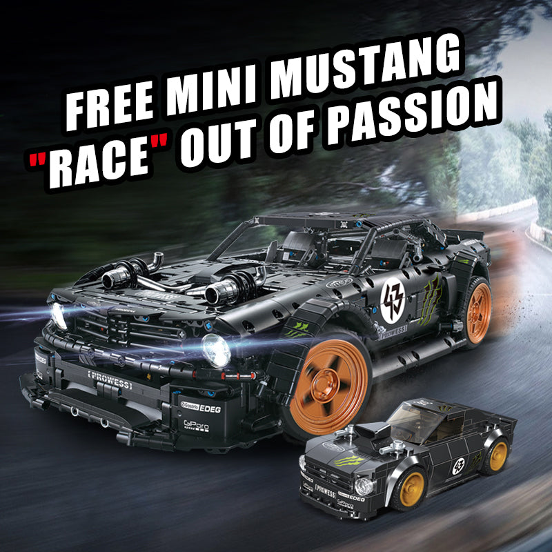 Trilumity Building Block Set: 1: 8 Hooniken Model Car Set, Giveaway Mini Mustang, A Must Have for Muscle Car Fans (3145Piece)