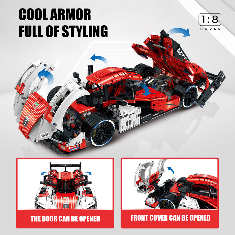 Trilumity Building Block Set: 1: 8 Porsche 963 Racing Car, Iconic Design and Authentic Details (3460-Piece)