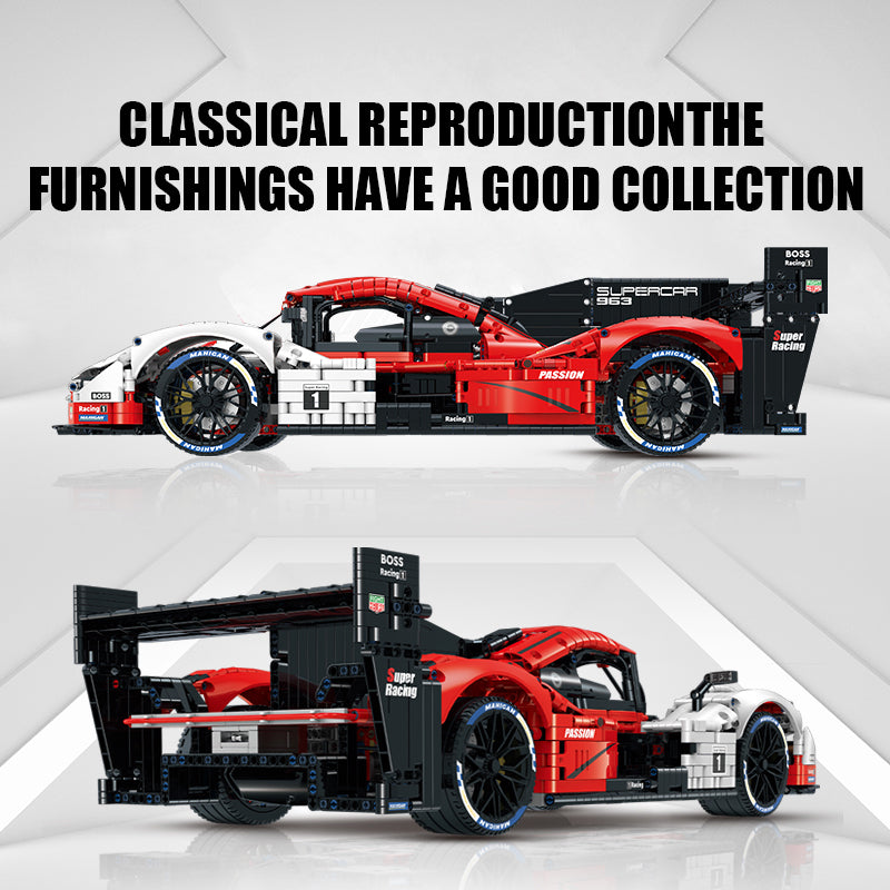 Trilumity Building Block Set: 1: 8 Porsche 963 Racing Car, Iconic Design and Authentic Details (3460-Piece)