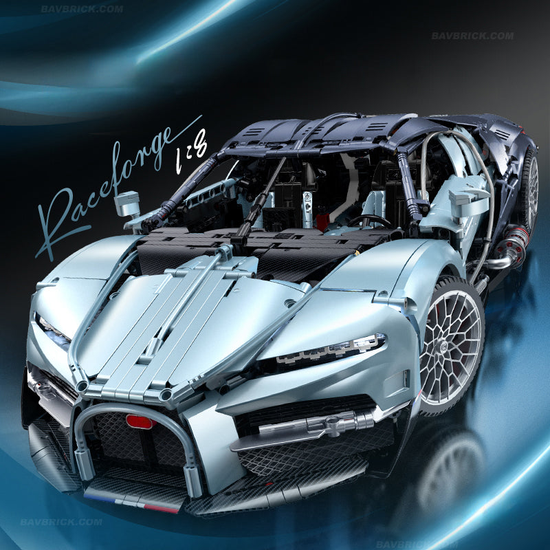 Trilumity Motorized Building Block Set: 1:8 French Hybrid V16 Hypercar | A Precision Blue Beast | Ultimate Collector's Item (3719-Piece)