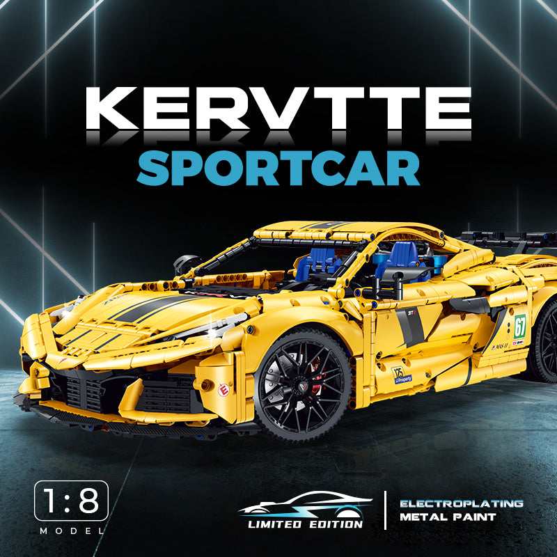 Trilumity Motorized Building Block Set: 1: 8 Corvette C8 Supercar Building Sets with Remote Control, Electric lift tail, Electric Lifting Chassis