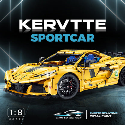 Trilumity Motorized Building Block Set: 1: 8 Corvette C8 Supercar Building Sets with Remote Control, Electric lift tail, Electric Lifting Chassis