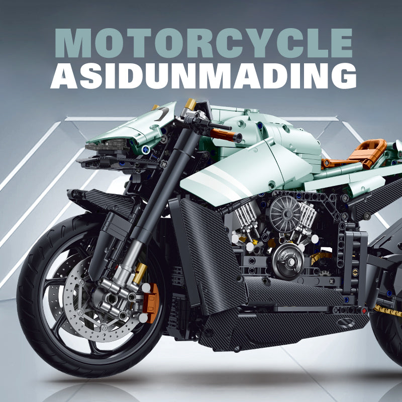 Trilumity Aston Martin M7 Motorcycle with Special Display Stand, Adult Collectible Models Building Block Set, 1:5 Scale, 2,176-Piece