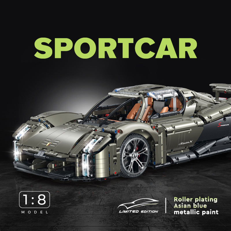 Trilumity Motorized Building Block Set: 1: 8 Porsche Mission X Supercar Building Sets with Remote Control, Electric lift tail, Electric Lifting