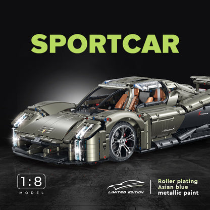 Trilumity Motorized Building Block Set: 1: 8 Porsche Mission X Supercar Building Sets with Remote Control, Electric lift tail, Electric Lifting