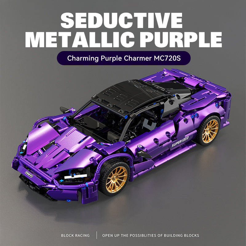 Trilumity Purple Phantom Sports Car, Collectable Model for Boys Men Teens Building Block Set, 1:14 Scale, Remote Control, 1,273-Piece