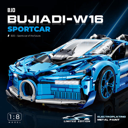 Trilumity Jet Bugatti, Electric spray system and headlights Building Block Set, 1:8 Scale, Remote Control, 3,868-Piece