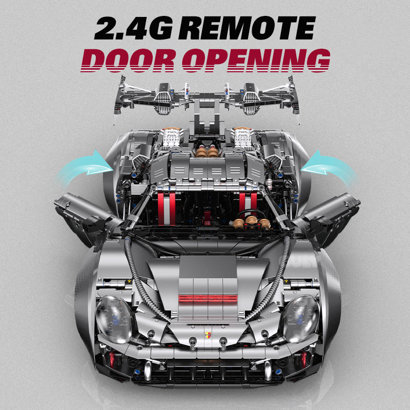 Trilumity Motorized Building Block Set: 1:8 Porsche Ultimate 918 Widebody Supercar Full-featured Edition with Remote Control (4306-Piece)