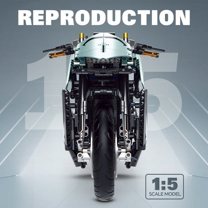 Trilumity Aston Martin M7 Motorcycle with Special Display Stand, Adult Collectible Models Building Block Set, 1:5 Scale, 2,176-Piece