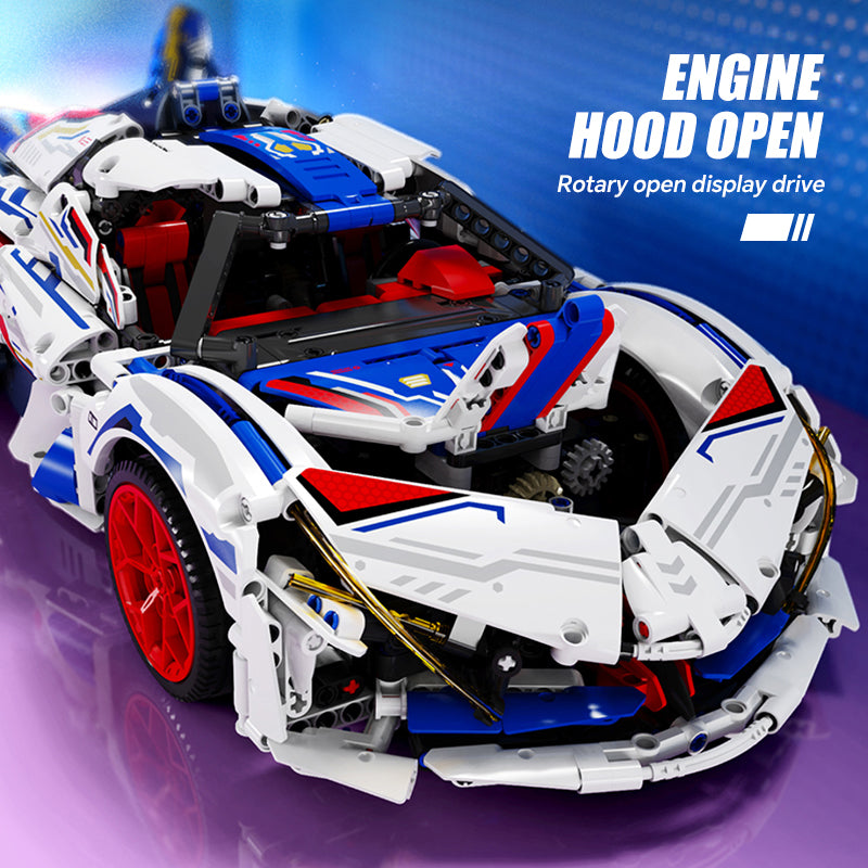 Trilumity Building Block Set: 1:10 Apollo Evo Supercar Building Kit, Remote Control Drift, Electrically Deployable Rear Wing, 2088-Piece