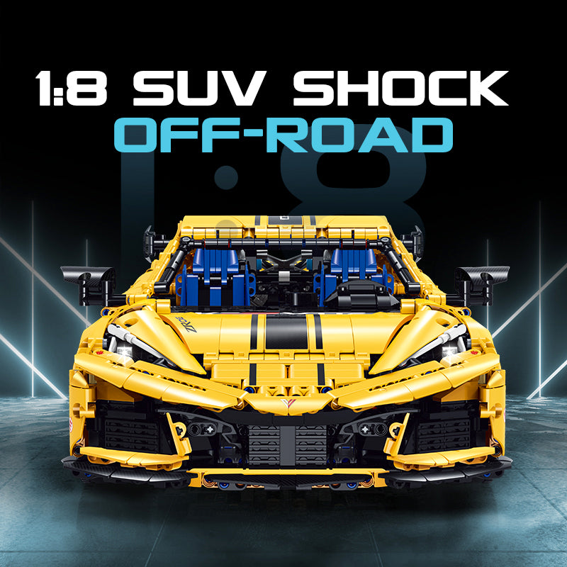 Trilumity Motorized Building Block Set: 1: 8 Corvette C8 Supercar Building Sets with Remote Control, Electric lift tail, Electric Lifting Chassis