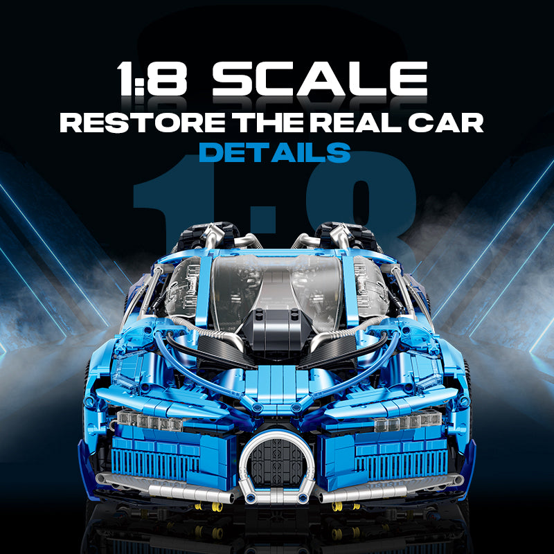 Trilumity Jet Bugatti, Electric spray system and headlights Building Block Set, 1:8 Scale, Remote Control, 3,868-Piece