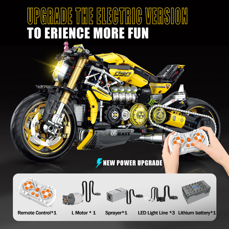 Trilumity Cyberpunk 2077 ARCH Nazare Motorcycle, Spray Display Stand with Lights Building Block Set, 1:5 Scale, Remote Control, 2,500-Piece