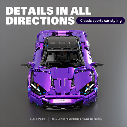 Trilumity Purple Phantom Sports Car, Collectable Model for Boys Men Teens Building Block Set, 1:14 Scale, Remote Control, 1,273-Piece