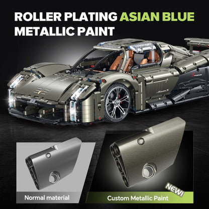 Trilumity Motorized Building Block Set: 1: 8 Porsche Mission X Supercar Building Sets with Remote Control, Electric lift tail, Electric Lifting