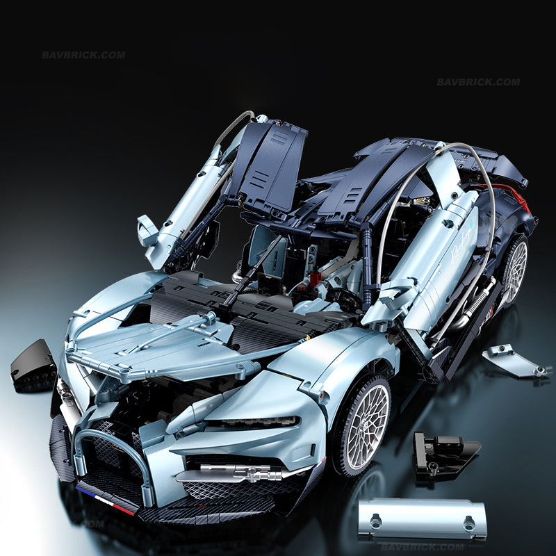 Trilumity Motorized Building Block Set: 1:8 French Hybrid V16 Hypercar | A Precision Blue Beast | Ultimate Collector's Item (3719-Piece)