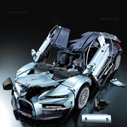 Trilumity Motorized Building Block Set: 1:8 French Hybrid V16 Hypercar | A Precision Blue Beast | Ultimate Collector's Item (3719-Piece)