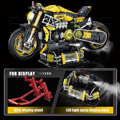 Trilumity Cyberpunk 2077 ARCH Nazare Motorcycle, Spray Display Stand with Lights Building Block Set, 1:5 Scale, Remote Control, 2,500-Piece