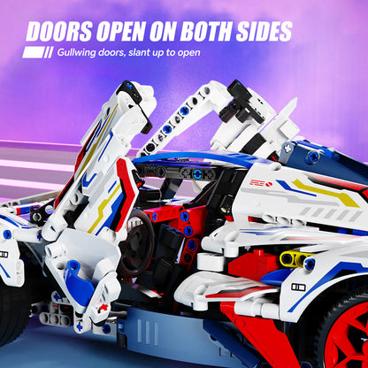 Trilumity Building Block Set: 1:10 Apollo Evo Supercar Building Kit, Remote Control Drift, Electrically Deployable Rear Wing, 2088-Piece