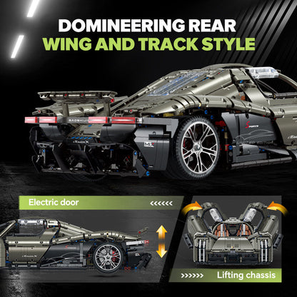 Trilumity Motorized Building Block Set: 1: 8 Porsche Mission X Supercar Building Sets with Remote Control, Electric lift tail, Electric Lifting