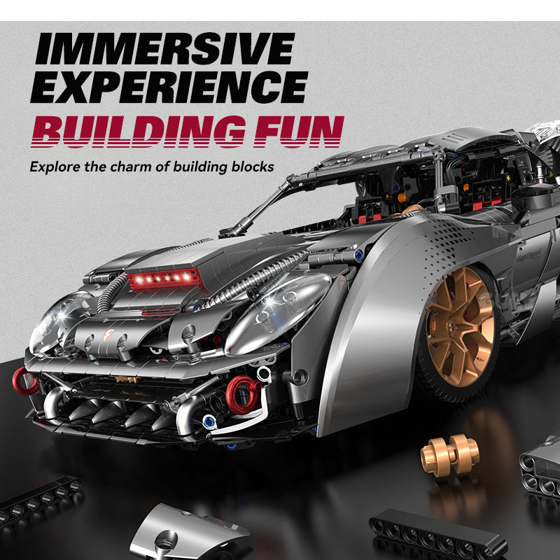 Trilumity Motorized Building Block Set: 1:8 Porsche Ultimate 918 Widebody Supercar Full-featured Edition with Remote Control (4306-Piece)