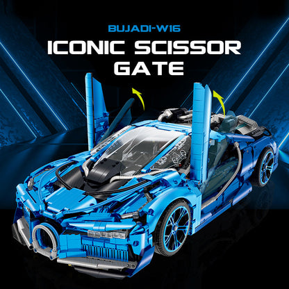 Trilumity Jet Bugatti, Electric spray system and headlights Building Block Set, 1:8 Scale, Remote Control, 3,868-Piece