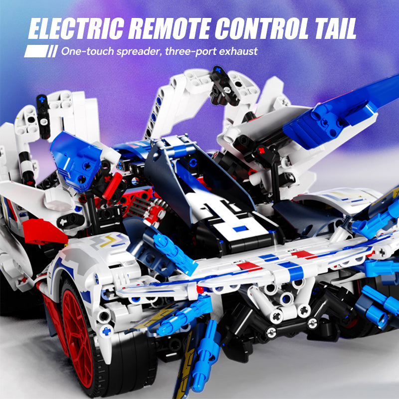 Trilumity Building Block Set: 1:10 Apollo Evo Supercar Building Kit, Remote Control Drift, Electrically Deployable Rear Wing, 2088-Piece