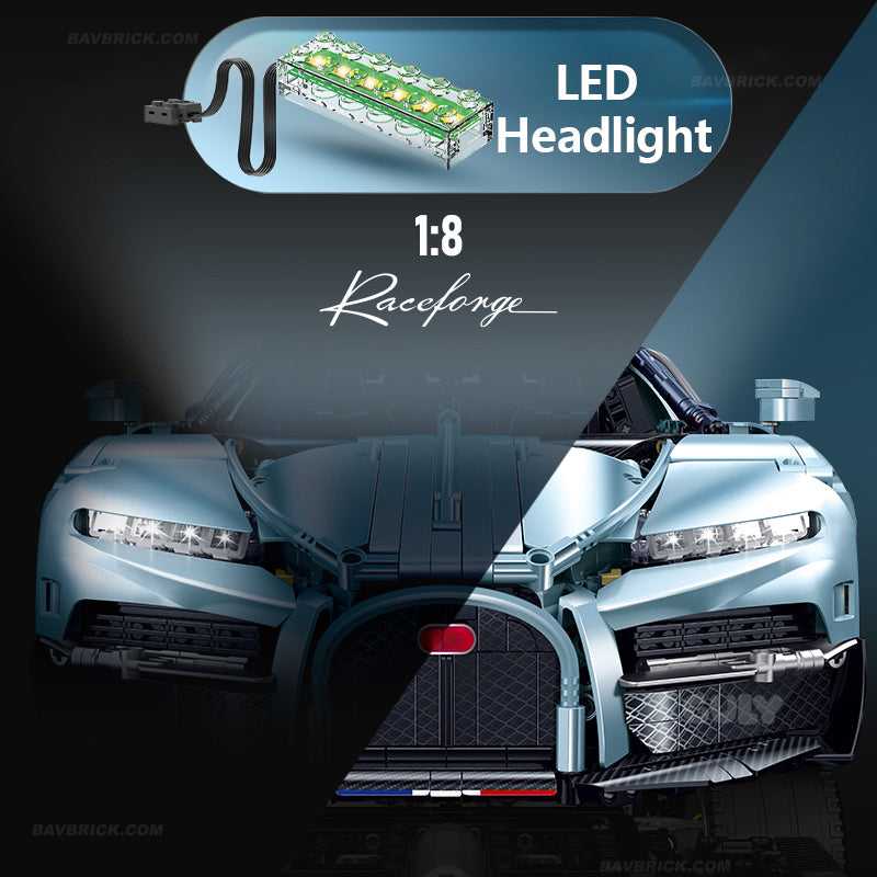 Trilumity Motorized Building Block Set: 1:8 French Hybrid V16 Hypercar | A Precision Blue Beast | Ultimate Collector's Item (3719-Piece)