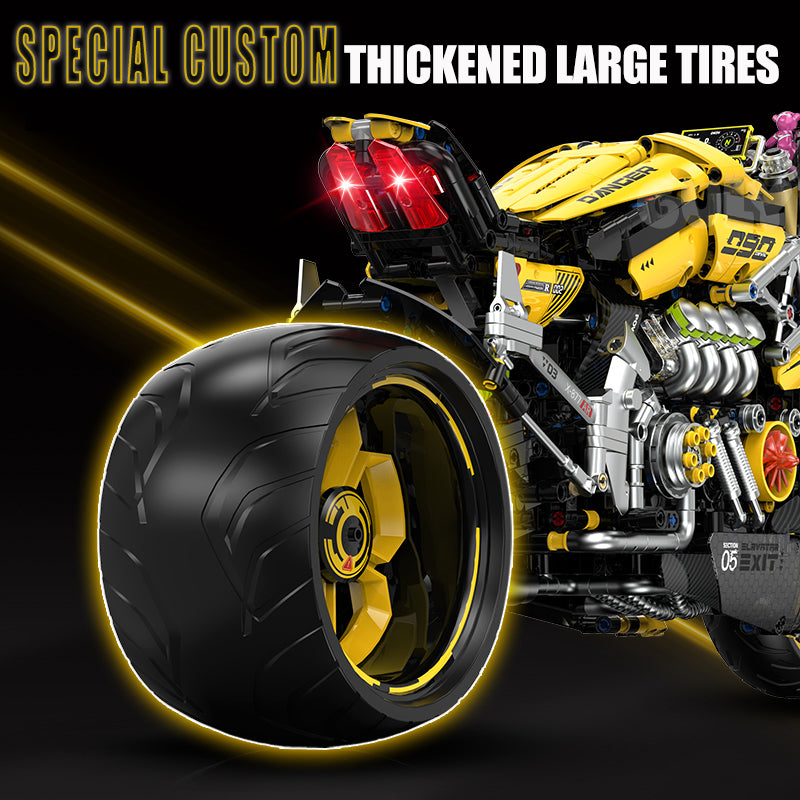 Trilumity Cyberpunk 2077 ARCH Nazare Motorcycle, Spray Display Stand with Lights Building Block Set, 1:5 Scale, Remote Control, 2,500-Piece