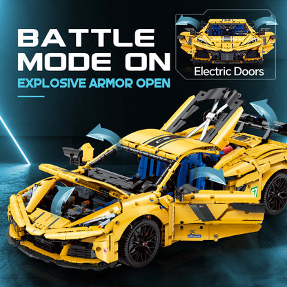 Trilumity Motorized Building Block Set: 1: 8 Corvette C8 Supercar Building Sets with Remote Control, Electric lift tail, Electric Lifting Chassis