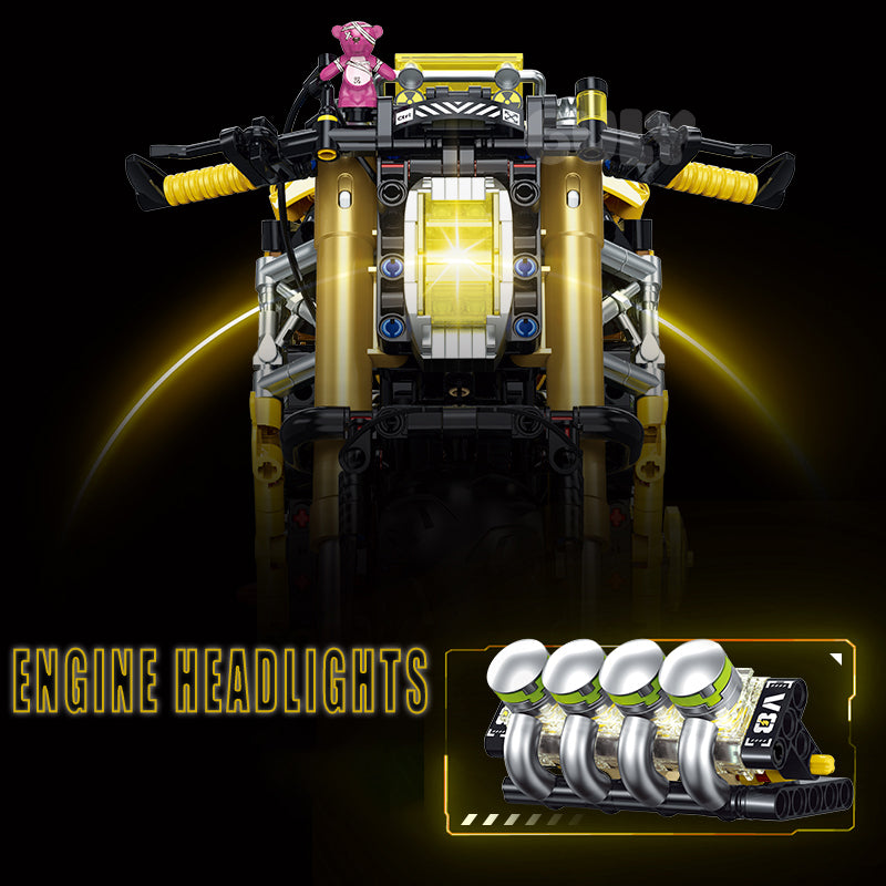 Trilumity Cyberpunk 2077 ARCH Nazare Motorcycle, Spray Display Stand with Lights Building Block Set, 1:5 Scale, Remote Control, 2,500-Piece