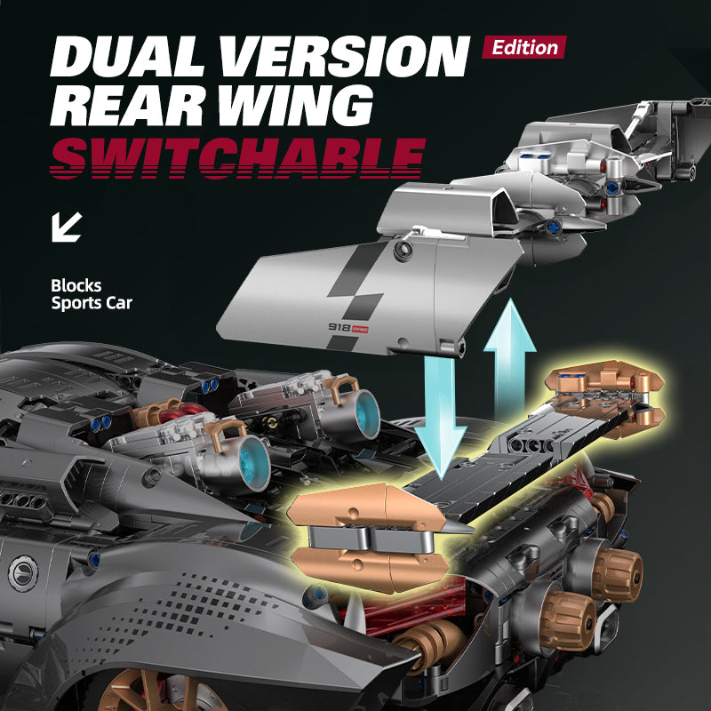 Trilumity Motorized Building Block Set: 1:8 Porsche Ultimate 918 Widebody Supercar Full-featured Edition with Remote Control (4306-Piece)