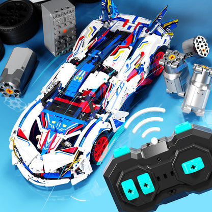 Trilumity Building Block Set: 1:10 Apollo Evo Supercar Building Kit, Remote Control Drift, Electrically Deployable Rear Wing, 2088-Piece