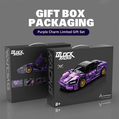 Trilumity Purple Phantom Sports Car, Collectable Model for Boys Men Teens Building Block Set, 1:14 Scale, Remote Control, 1,273-Piece